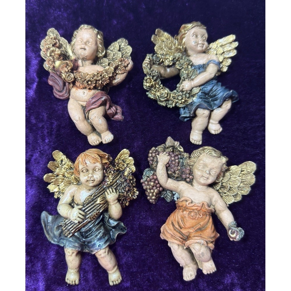 Cherub Wall Decor Lot Vtg Baroque Hanging Hollywood Regency Plaster Resin Angels